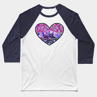 Illustrated heart black Baseball T-Shirt